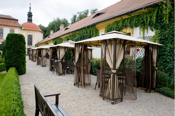 Stany před restaurací, dnes před Cafe Custoza